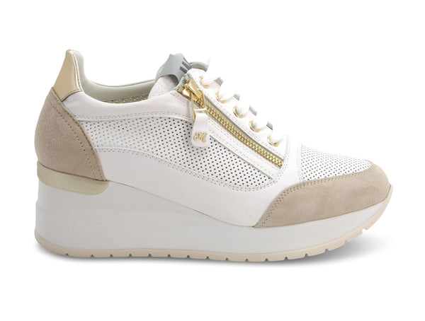 Melluso donna scarpe basse con zip in pelle bianca R20436-211731